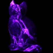 Marble hand-carved Cat 88*58*130mm 801g in UV light - Rocks and Things Store