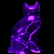 Marble hand-carved Cat 88*58*130mm 801g in UV light - Rocks and Things Store
