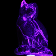 Marble hand-carved Cat 88*58*130mm 801g in UV light - Rocks and Things Store