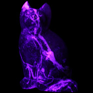Marble hand-carved Cat 88*58*130mm 801g in UV light - Rocks and Things Store