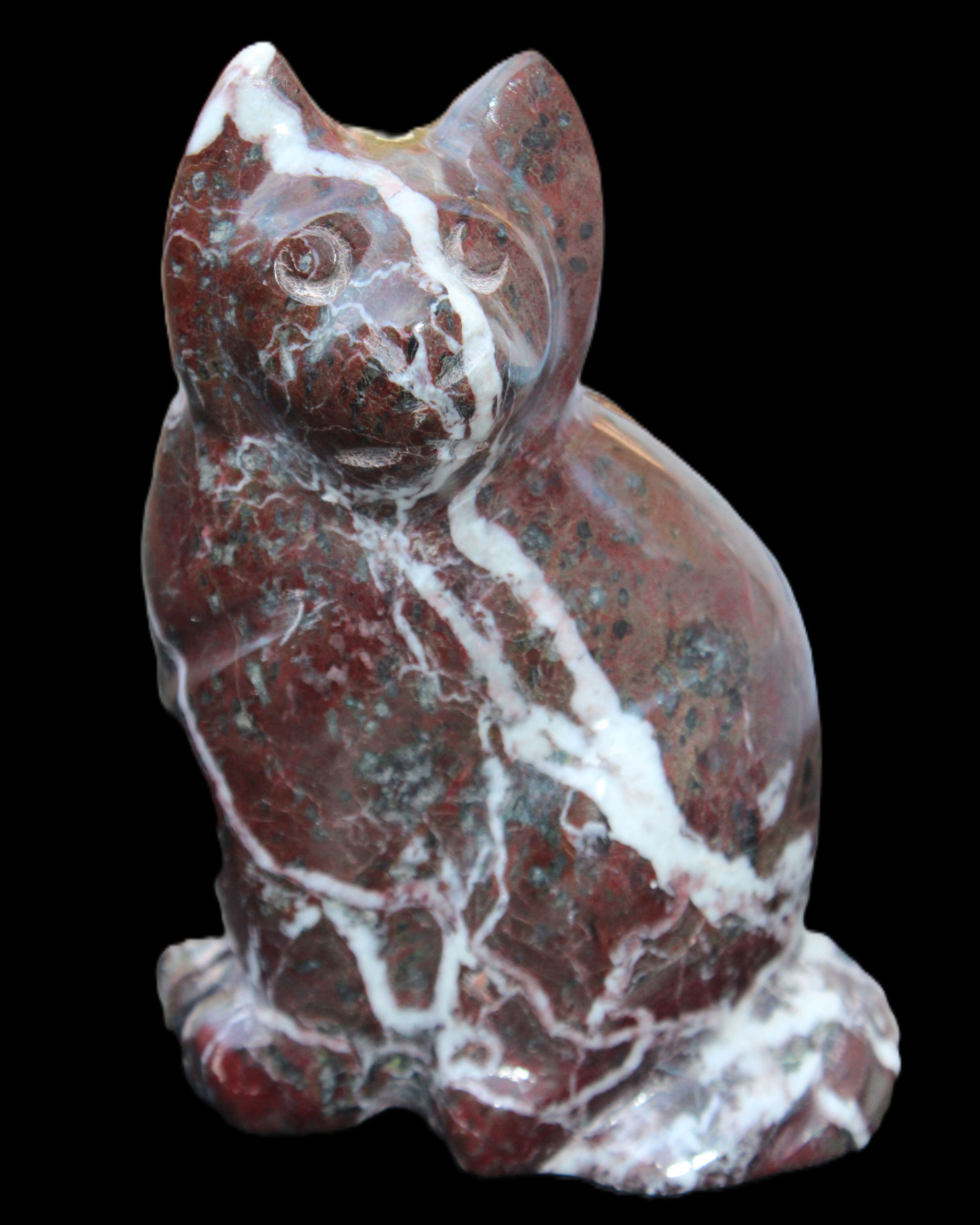 Marble hand-carved Cat 88*58*130mm 801g in sunlight - Rocks and Things Store