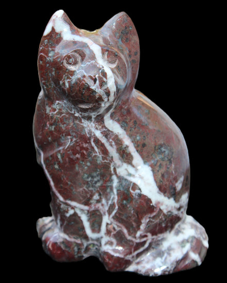 Marble hand-carved Cat 88*58*130mm 801g in sunlight - Rocks and Things Store