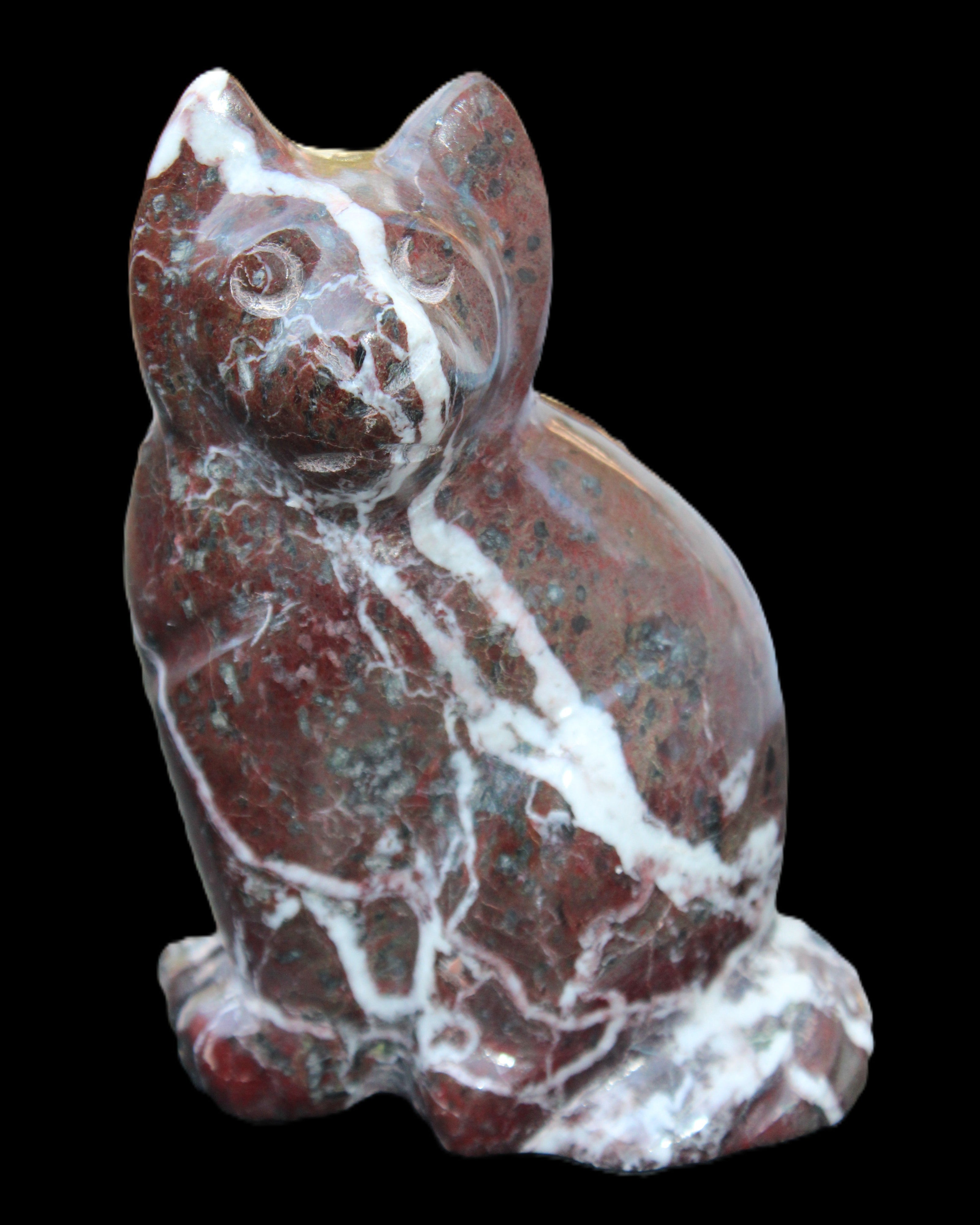 Marble hand-carved Cat 88*58*130mm 801g in sunlight - Rocks and Things Store
