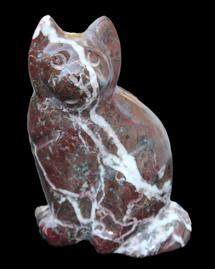Marble hand-carved Cat 88*58*130mm 801g in sunlight - Rocks and Things Store