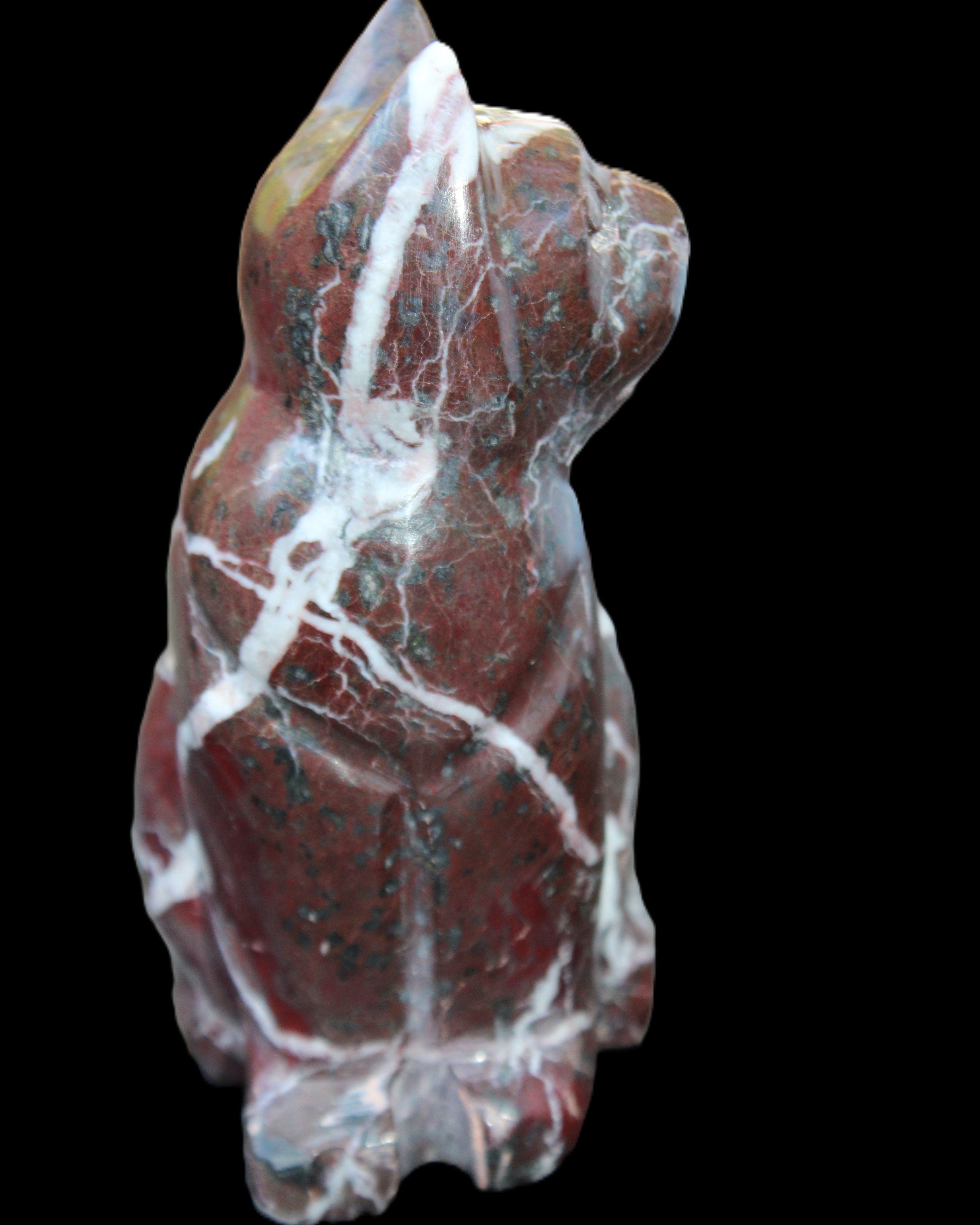 Marble hand-carved Cat 88*58*130mm 801g in sunlight - Rocks and Things Store