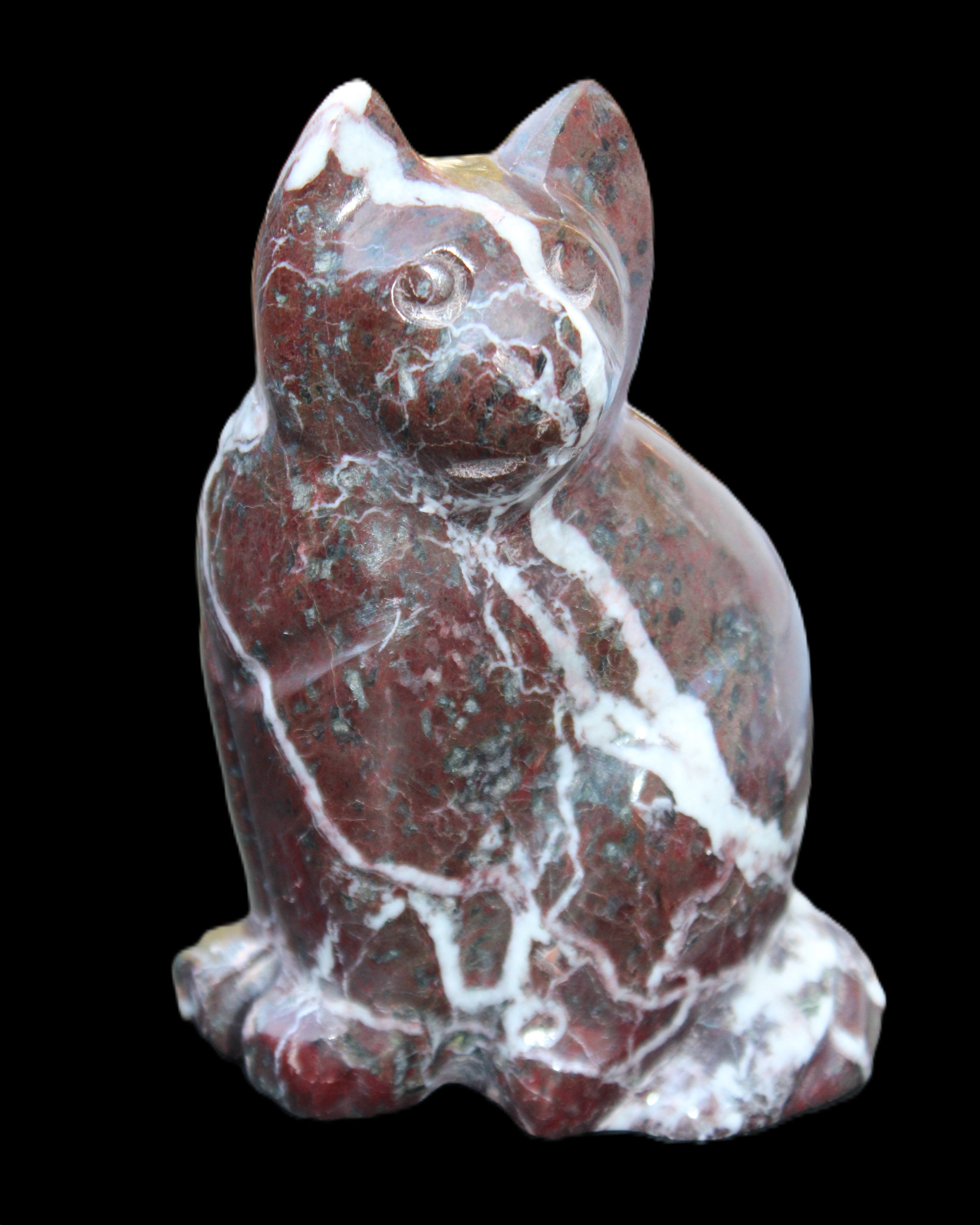 Marble hand-carved Cat 88*58*130mm 801g in sunlight - Rocks and Things Store