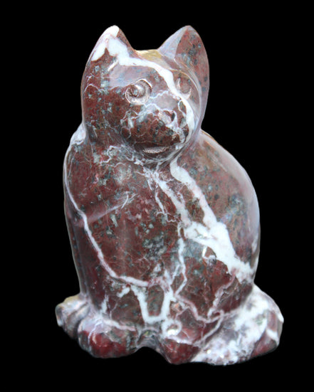 Marble hand-carved Cat 88*58*130mm 801g in sunlight - Rocks and Things Store