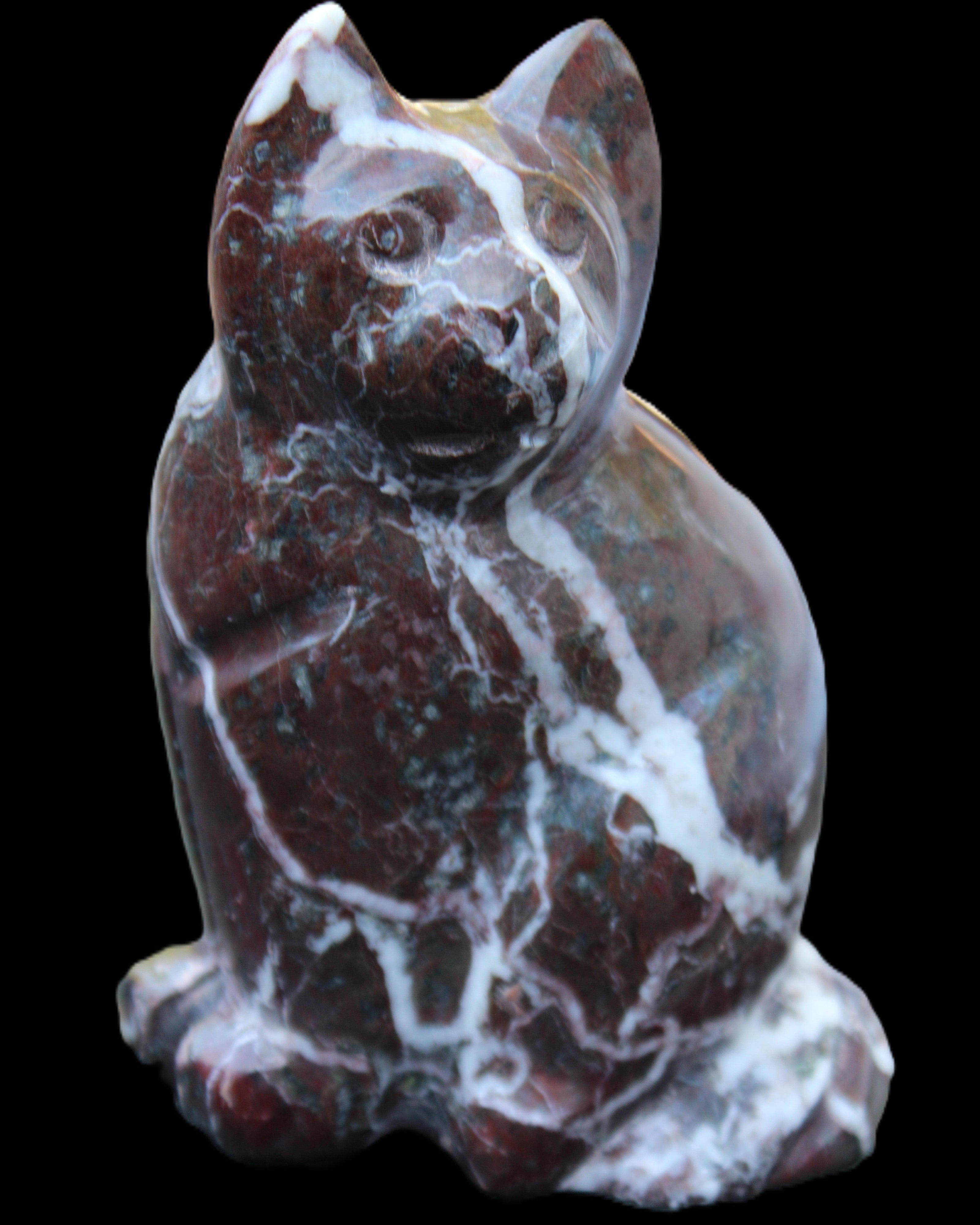 Marble hand-carved Cat 88*58*130mm 801g in sunlight - Rocks and Things Store