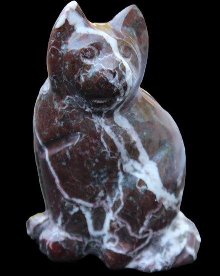 Marble hand-carved Cat 88*58*130mm 801g in sunlight - Rocks and Things Store