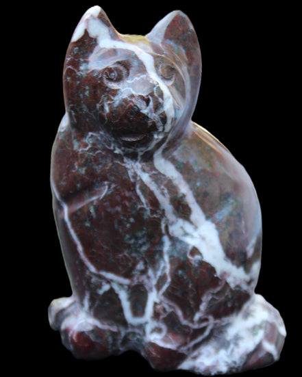 Marble hand-carved Cat 88*58*130mm 801g in sunlight - Rocks and Things Store
