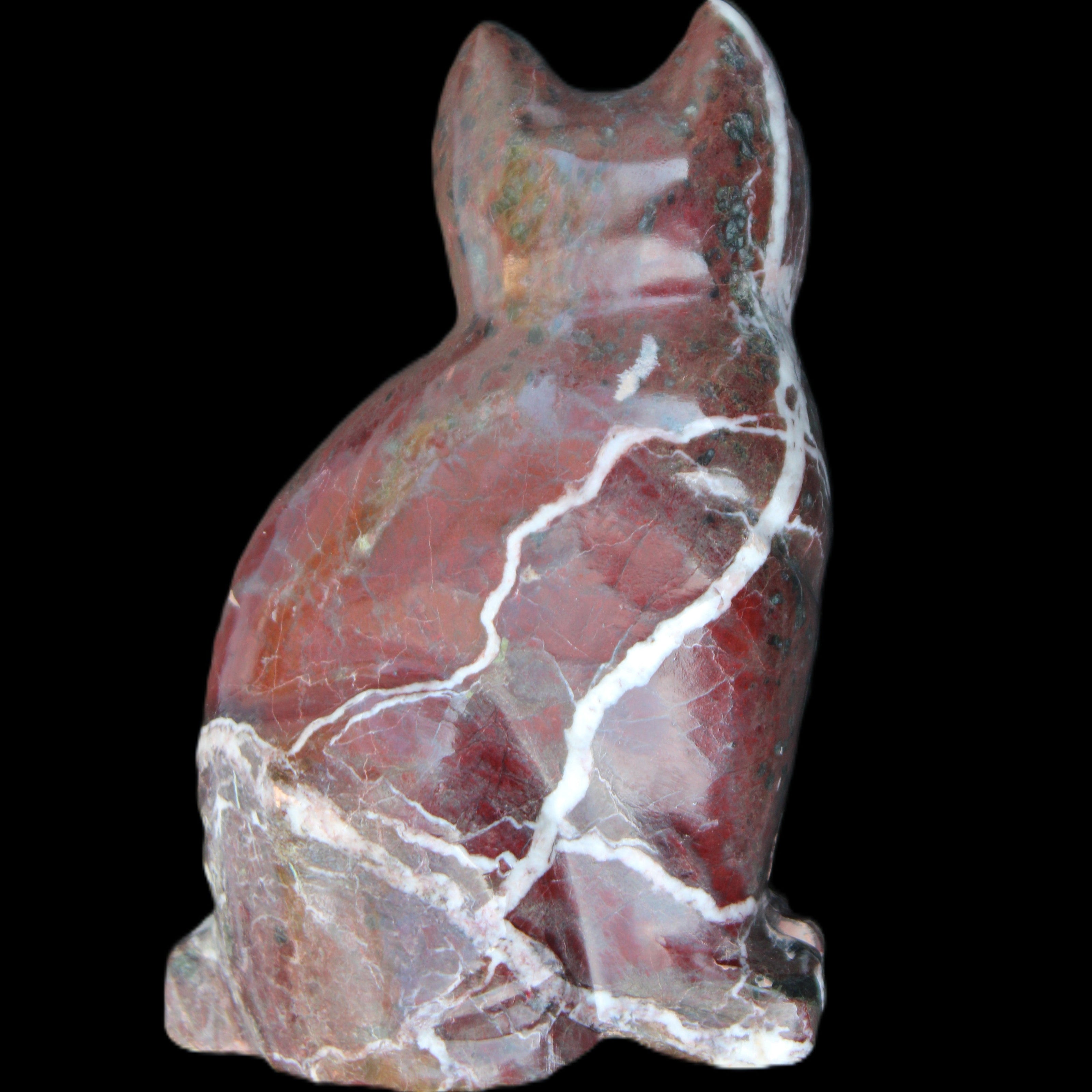 Marble hand-carved Cat 88*58*130mm 801g in sunlight - Rocks and Things Store