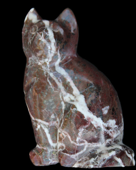 Marble hand-carved Cat 88*58*130mm 801g in sunlight - Rocks and Things Store