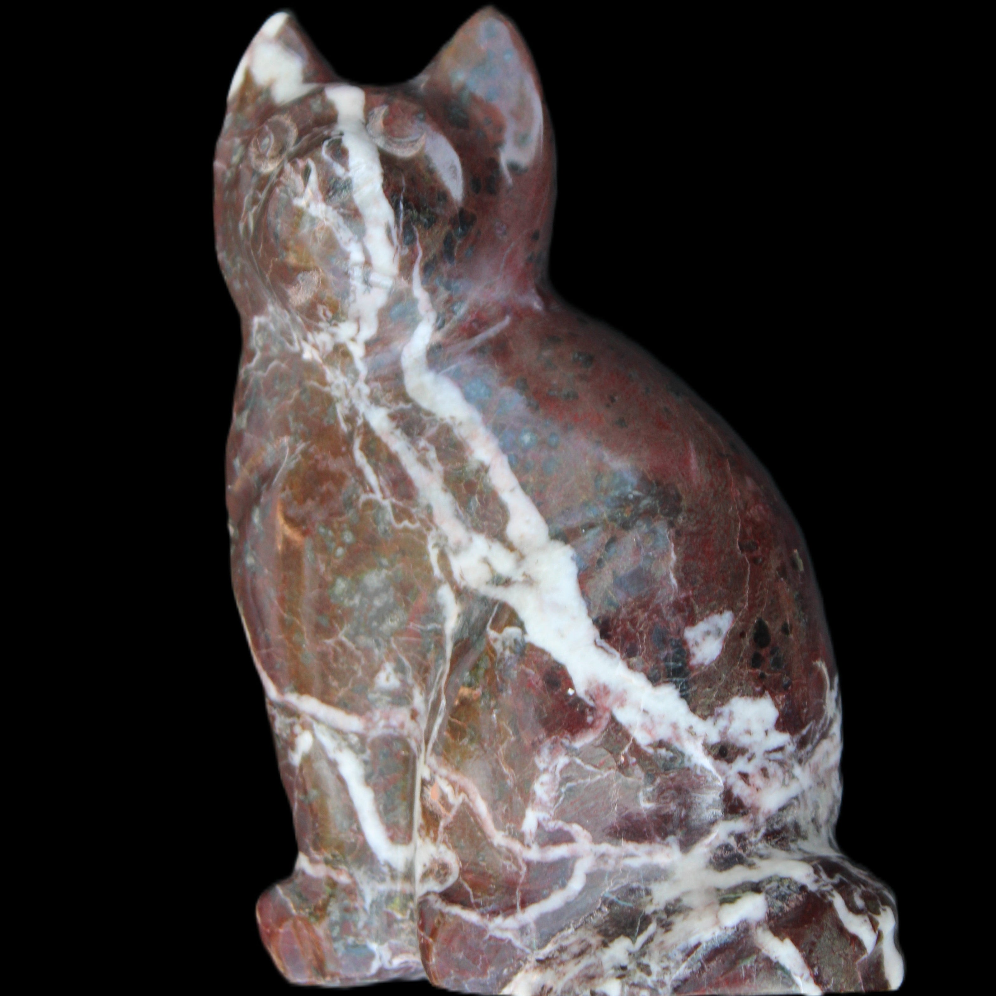 Marble hand-carved Cat 88*58*130mm 801g in sunlight - Rocks and Things Store