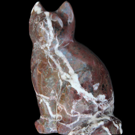 Marble hand-carved Cat 88*58*130mm 801g in sunlight - Rocks and Things Store