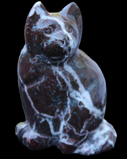 Marble hand-carved Cat 88*58*130mm 801g in sunlight - Rocks and Things Store