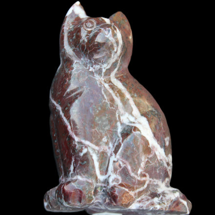 Marble hand-carved Cat 88*58*130mm 801g in sunlight - Rocks and Things Store