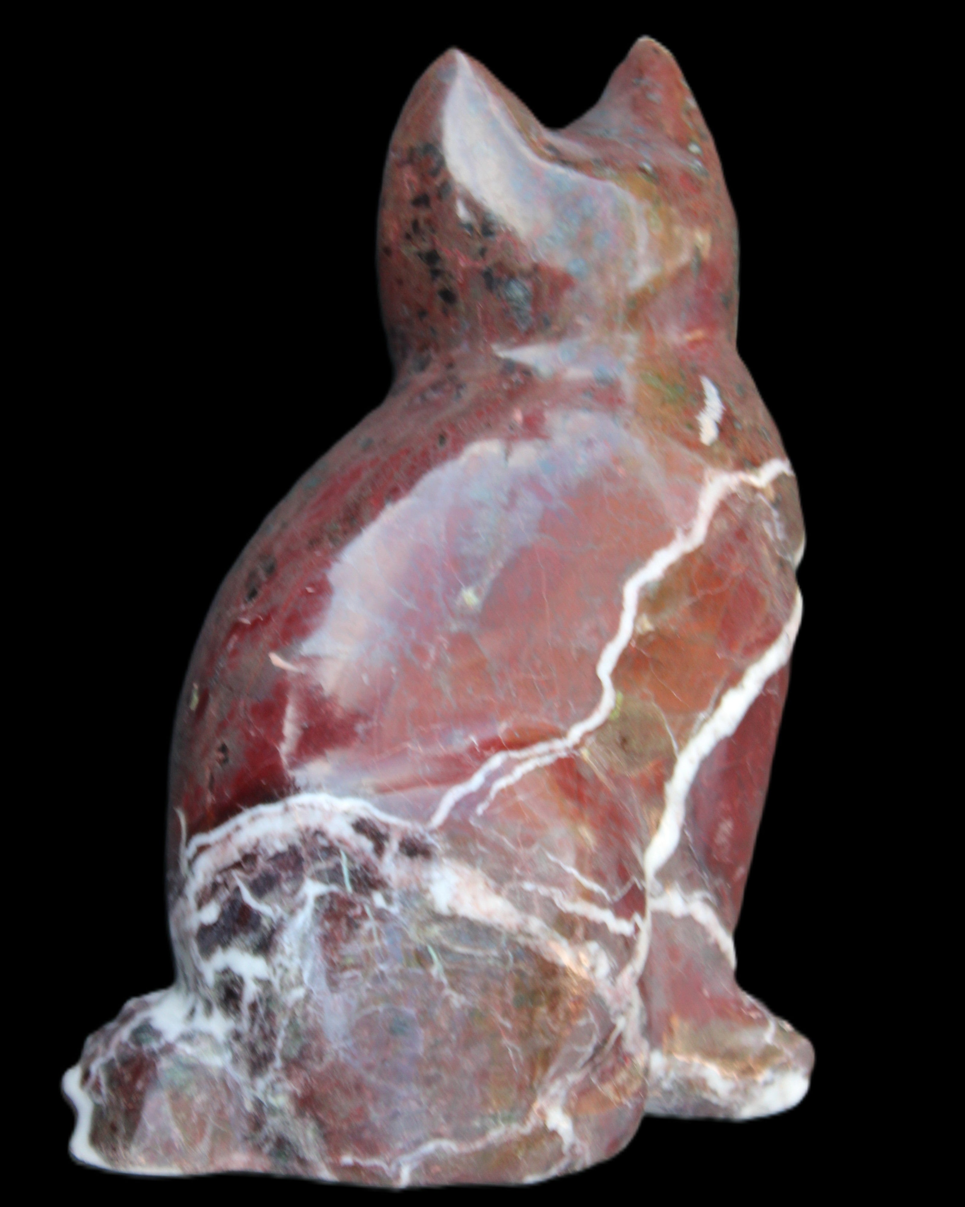 Marble hand-carved Cat 88*58*130mm 801g in sunlight - Rocks and Things Store