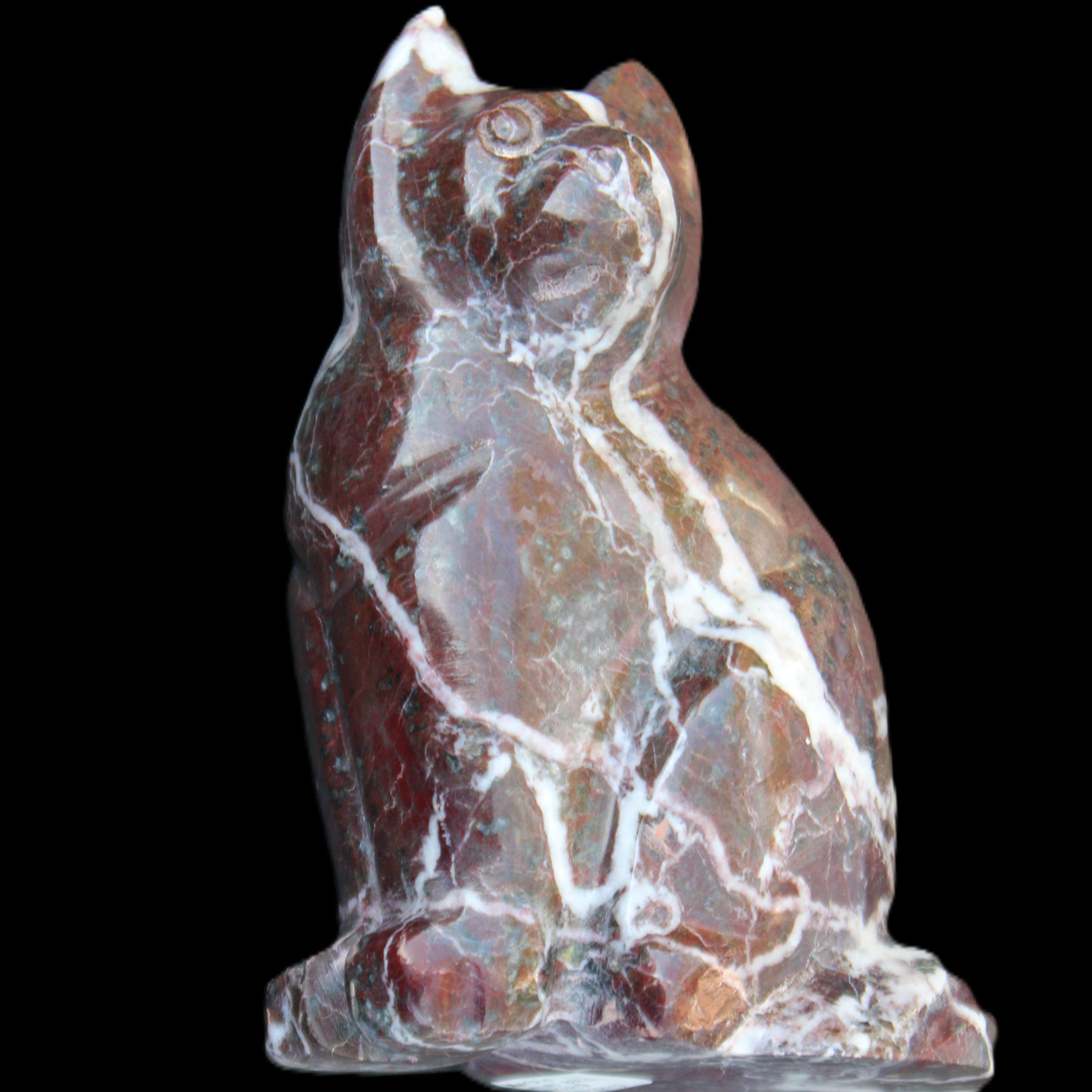 Marble hand-carved Cat 88*58*130mm 801g in sunlight - Rocks and Things Store