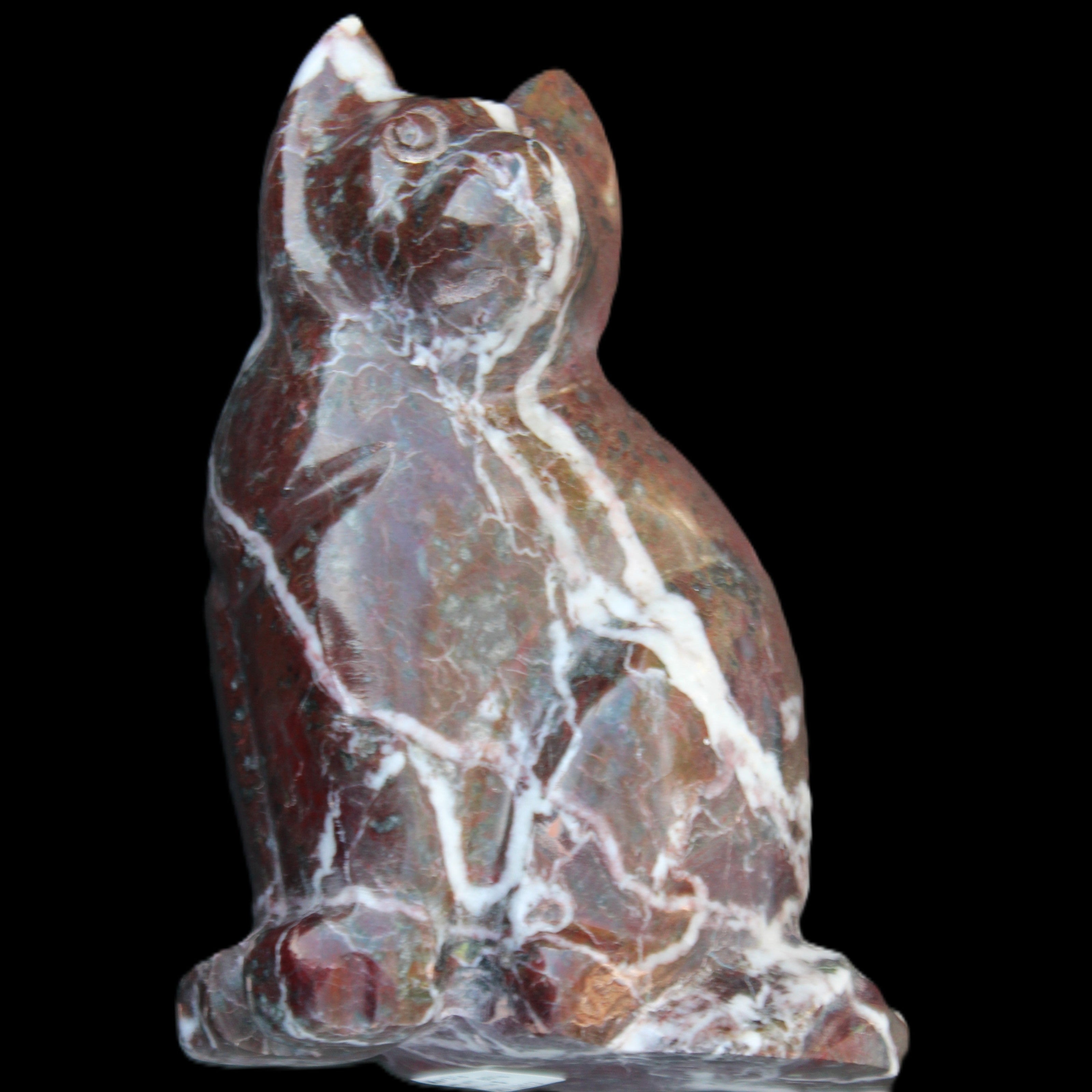 Marble hand-carved Cat 88*58*130mm 801g in sunlight - Rocks and Things Store