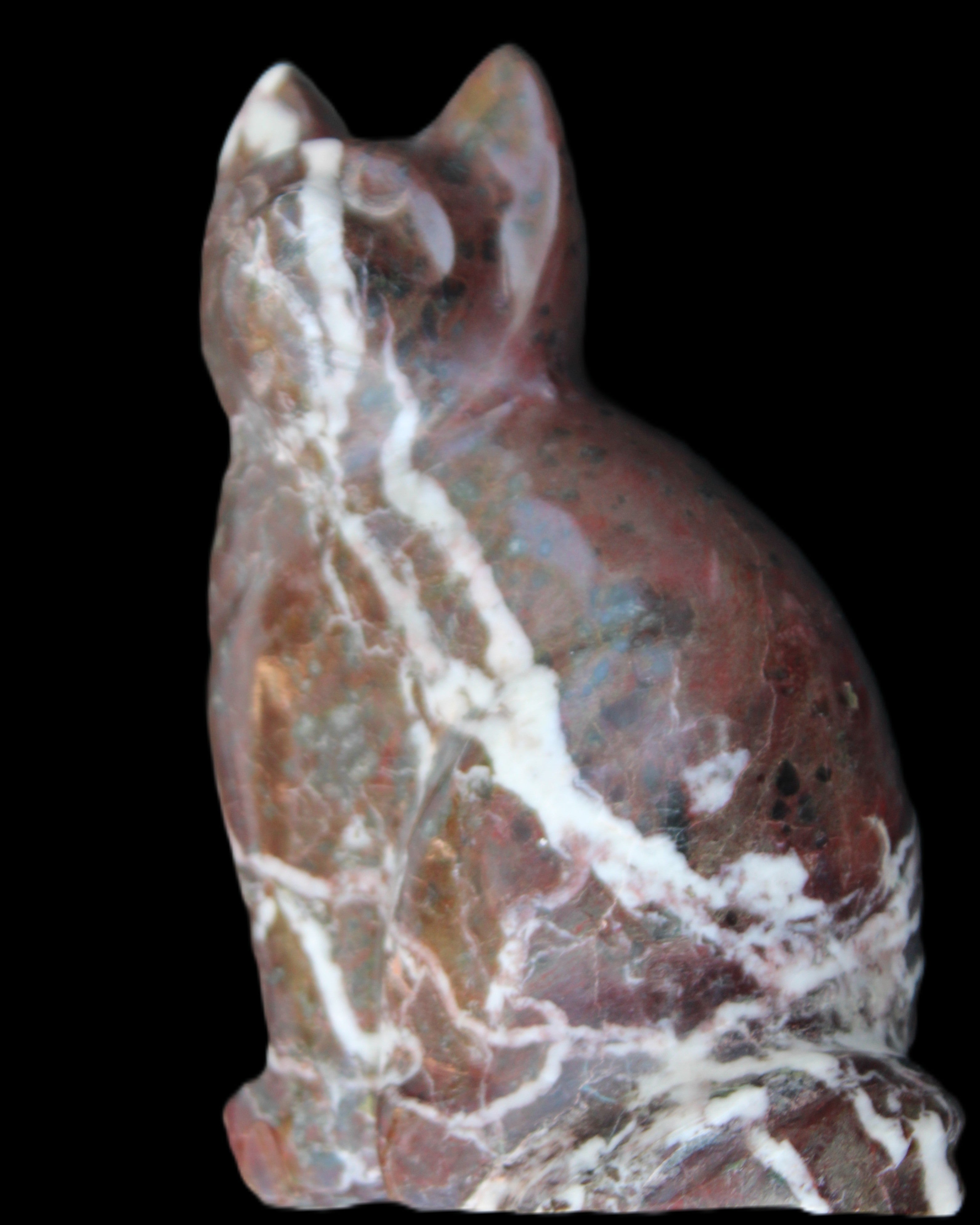 Marble hand-carved Cat 88*58*130mm 801g in sunlight - Rocks and Things Store