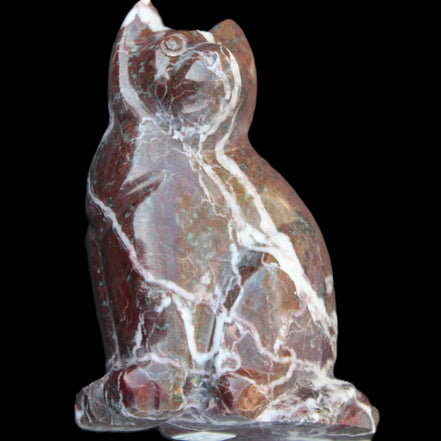 Marble hand-carved Cat 88*58*130mm 801g in sunlight - Rocks and Things Store