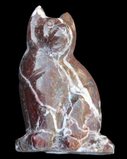 Marble hand-carved Cat 88*58*130mm 801g in sunlight - Rocks and Things Store