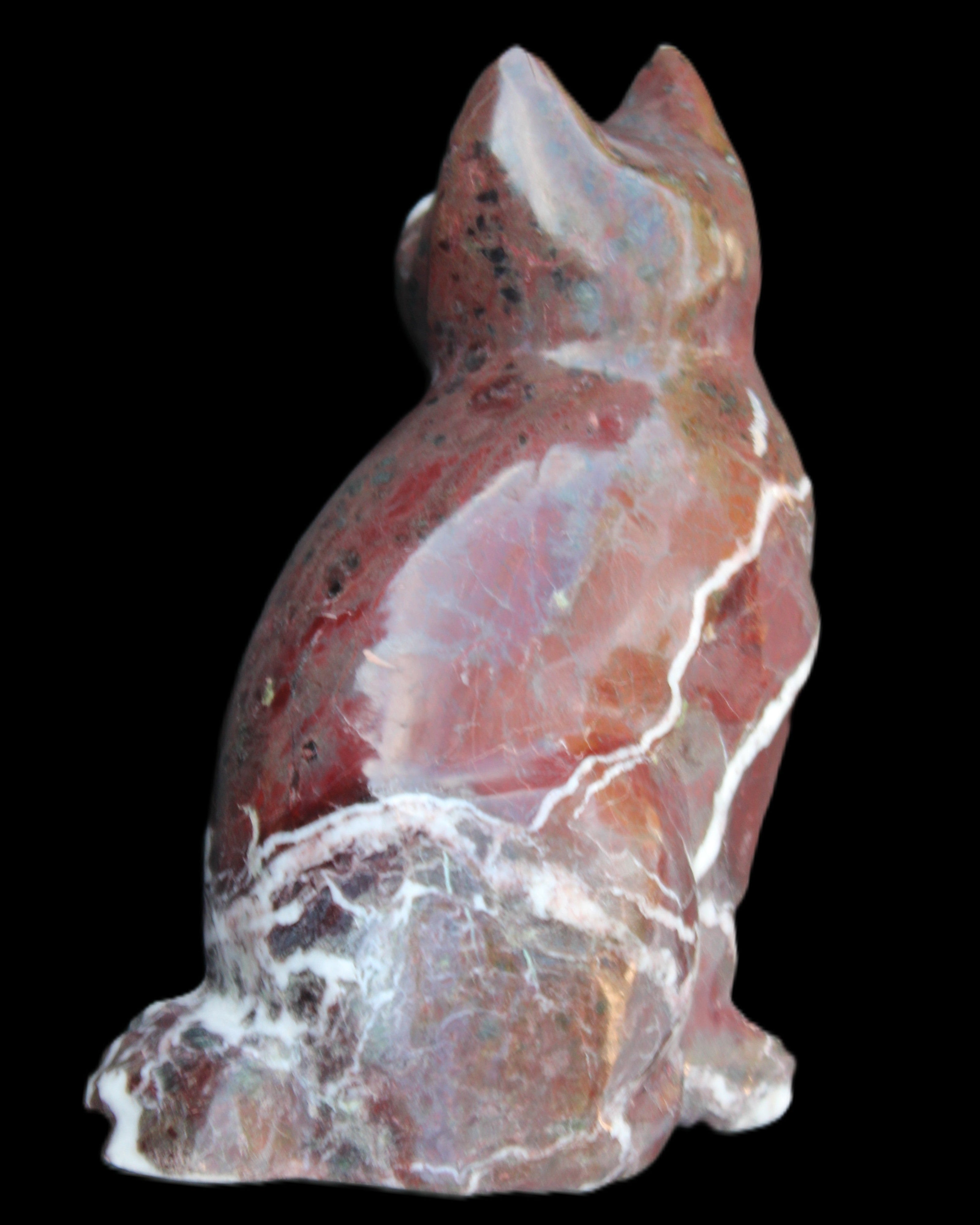 Marble hand-carved Cat 88*58*130mm 801g in sunlight - Rocks and Things Store