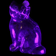 Marble hand-carved Cat 88*58*130mm 676g in UV light - Rocks and Things Store