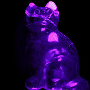 Marble hand-carved Cat 88*58*130mm 676g in UV light - Rocks and Things Store