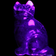 Marble hand-carved Cat 88*58*130mm 676g in UV light - Rocks and Things Store