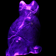 Marble hand-carved Cat 88*58*130mm 676g in UV light - Rocks and Things Store