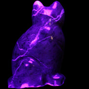 Marble hand-carved Cat 88*58*130mm 676g in UV light - Rocks and Things Store