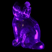 Marble hand-carved Cat 88*58*130mm 676g in UV light - Rocks and Things Store