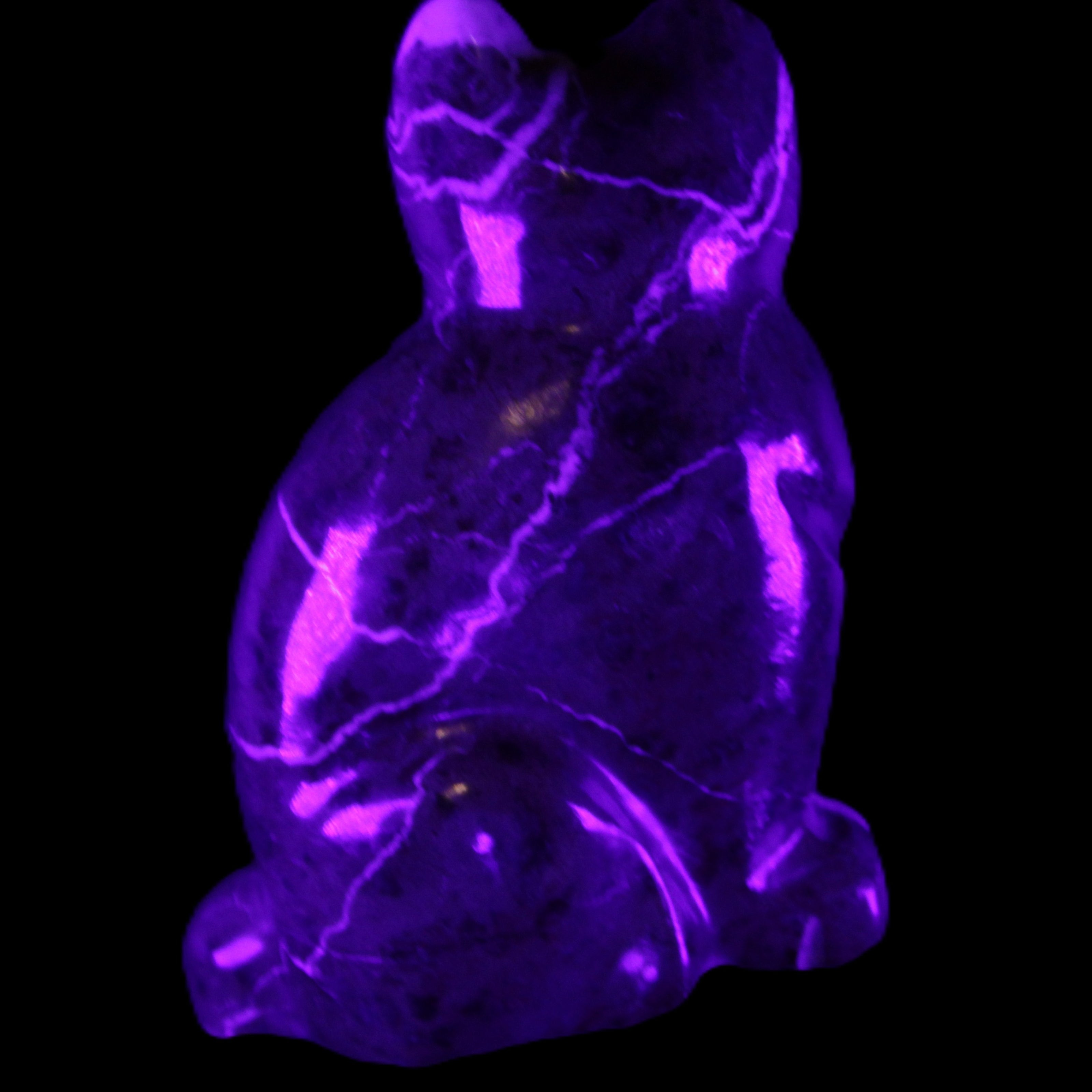 Marble hand-carved Cat 88*58*130mm 676g in UV light - Rocks and Things Store