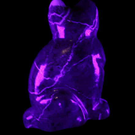 Marble hand-carved Cat 88*58*130mm 676g in UV light - Rocks and Things Store