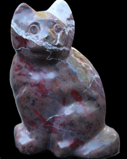 Marble hand-carved Cat 88*58*130mm 676g in sunlight - Rocks and Things Store