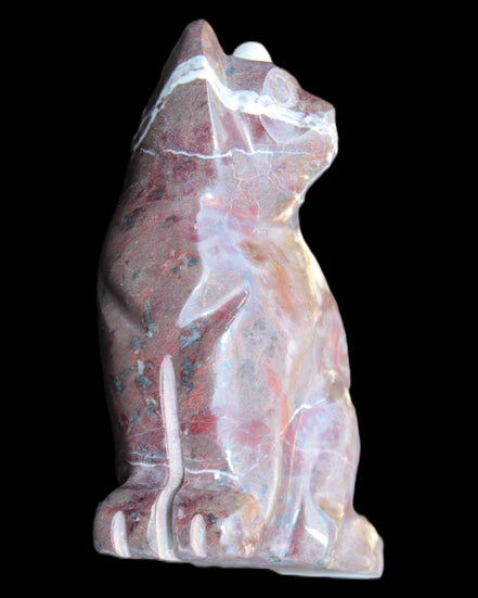 Marble hand-carved Cat 88*58*130mm 676g in sunlight - Rocks and Things Store