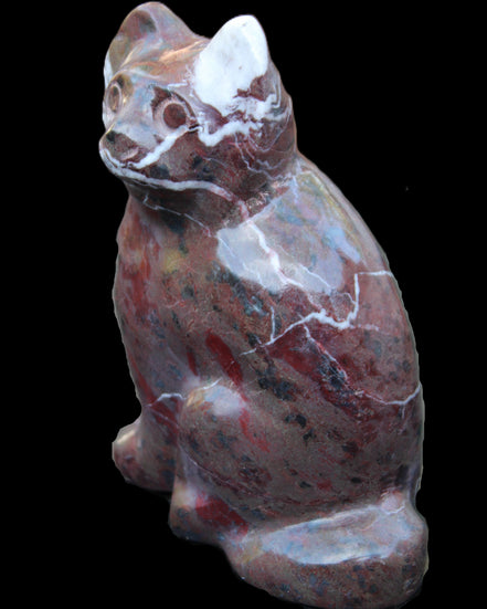 Marble hand-carved Cat 88*58*130mm 676g in sunlight - Rocks and Things Store
