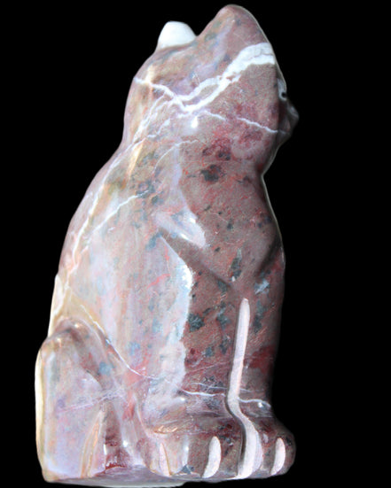 Marble hand-carved Cat 88*58*130mm 676g in sunlight - Rocks and Things Store