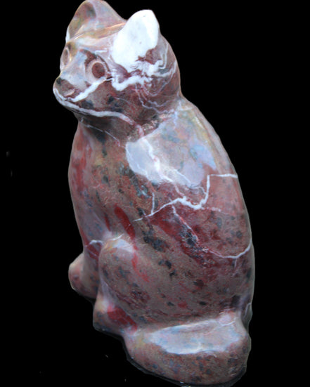 Marble hand-carved Cat 88*58*130mm 676g in sunlight - Rocks and Things Store