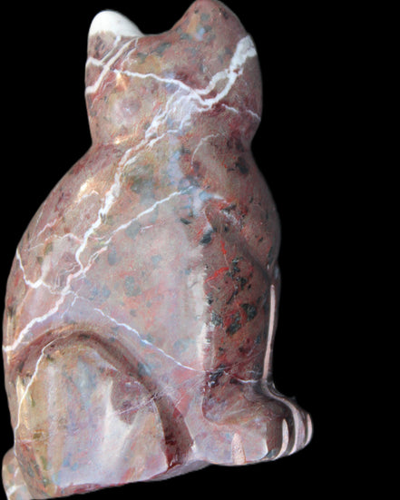Marble hand-carved Cat 88*58*130mm 676g in sunlight - Rocks and Things Store