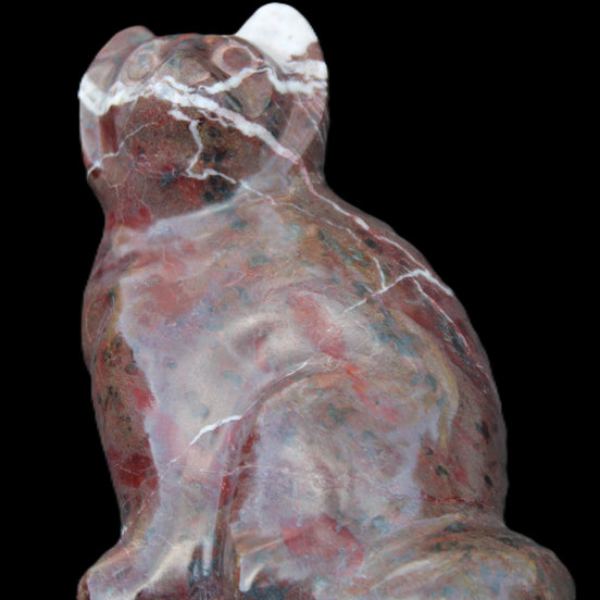Marble hand-carved Cat 88*58*130mm 676g in sunlight - Rocks and Things Store