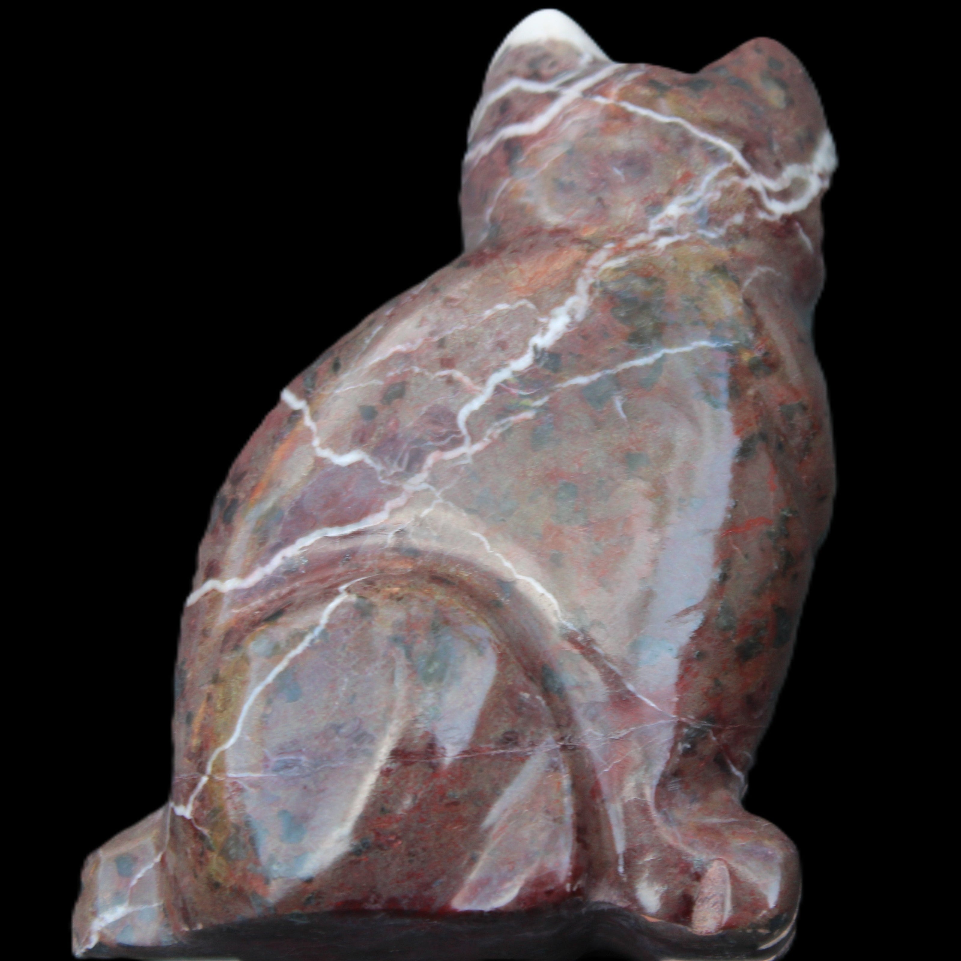 Marble hand-carved Cat 88*58*130mm 676g in sunlight - Rocks and Things Store