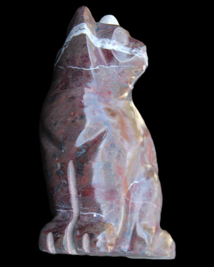 Marble hand-carved Cat 88*58*130mm 676g in sunlight - Rocks and Things Store