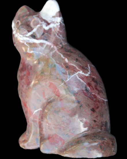 Marble hand-carved Cat 88*58*130mm 676g in sunlight - Rocks and Things Store