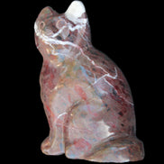 Marble hand-carved Cat 88*58*130mm 676g in sunlight - Rocks and Things Store