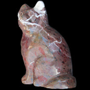 Marble hand-carved Cat 88*58*130mm 676g in sunlight - Rocks and Things Store