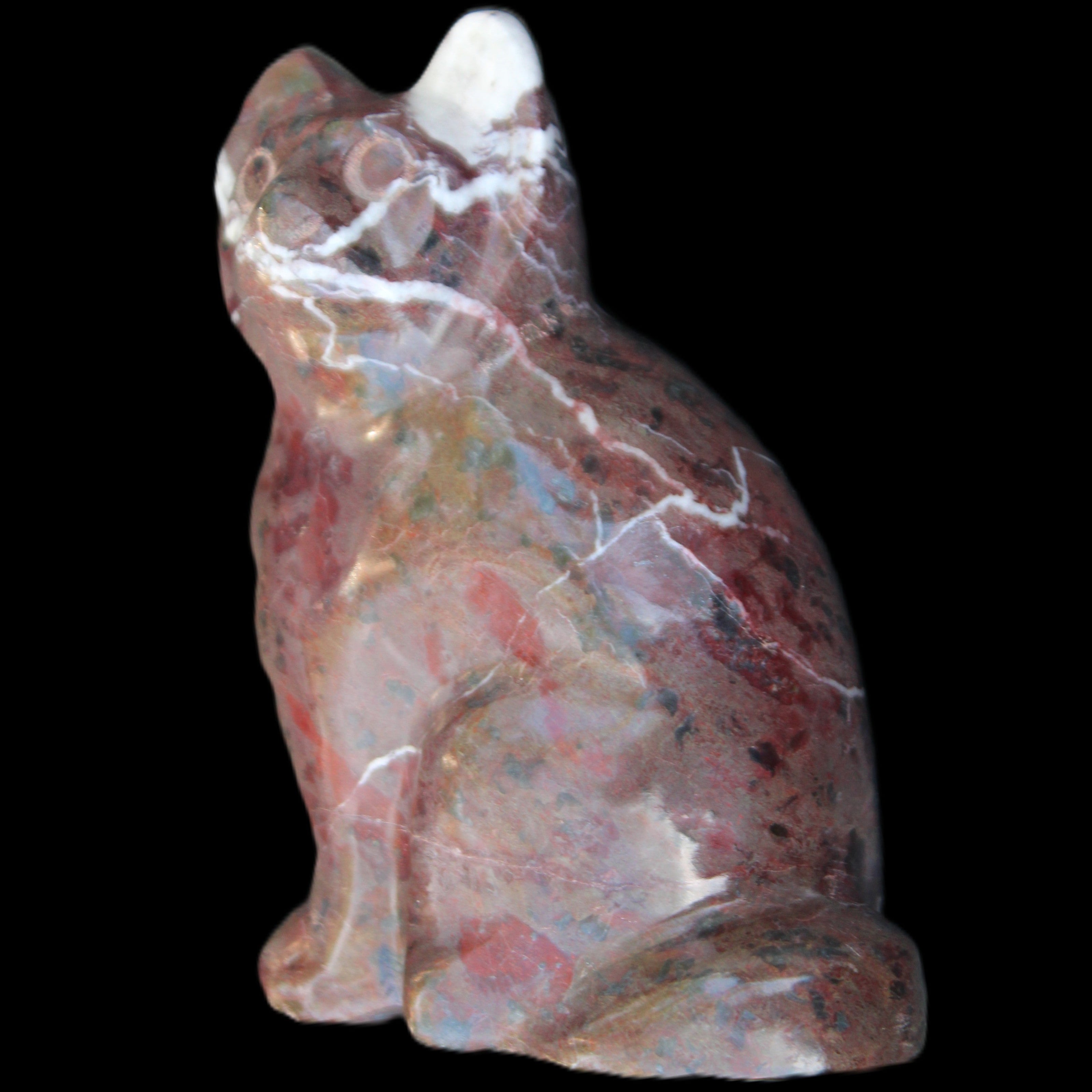 Marble hand-carved Cat 88*58*130mm 676g in sunlight - Rocks and Things Store