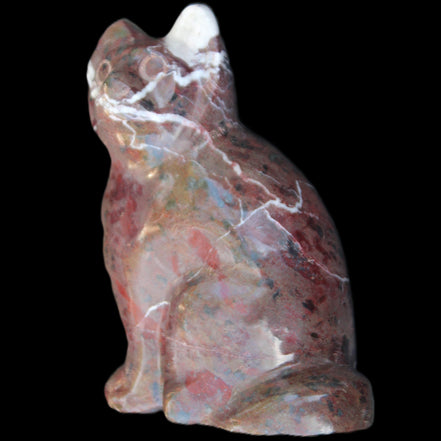 Marble hand-carved Cat 88*58*130mm 676g in sunlight - Rocks and Things Store