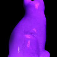 White Jade hand-carved Cat 69*46*111mm 466g in UV light - Rocks and Things Store